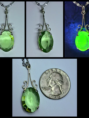 Simple, Vintage style, Large Uranium glass pendant #Bp013