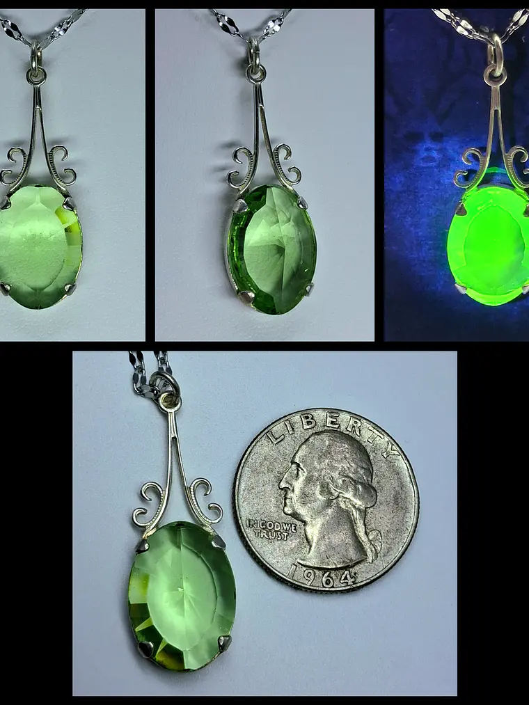 Simple, Vintage style, Large Uranium glass pendant #Bp013 1