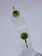 Contemporary, Gold-plated Apple green Uranium glass and Cubic zirconia bracelet #Bb016 - thumbnail 2