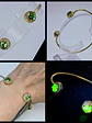 Contemporary, Gold-plated Apple green Uranium glass and Cubic zirconia bracelet #Bb016 - thumbnail 1
