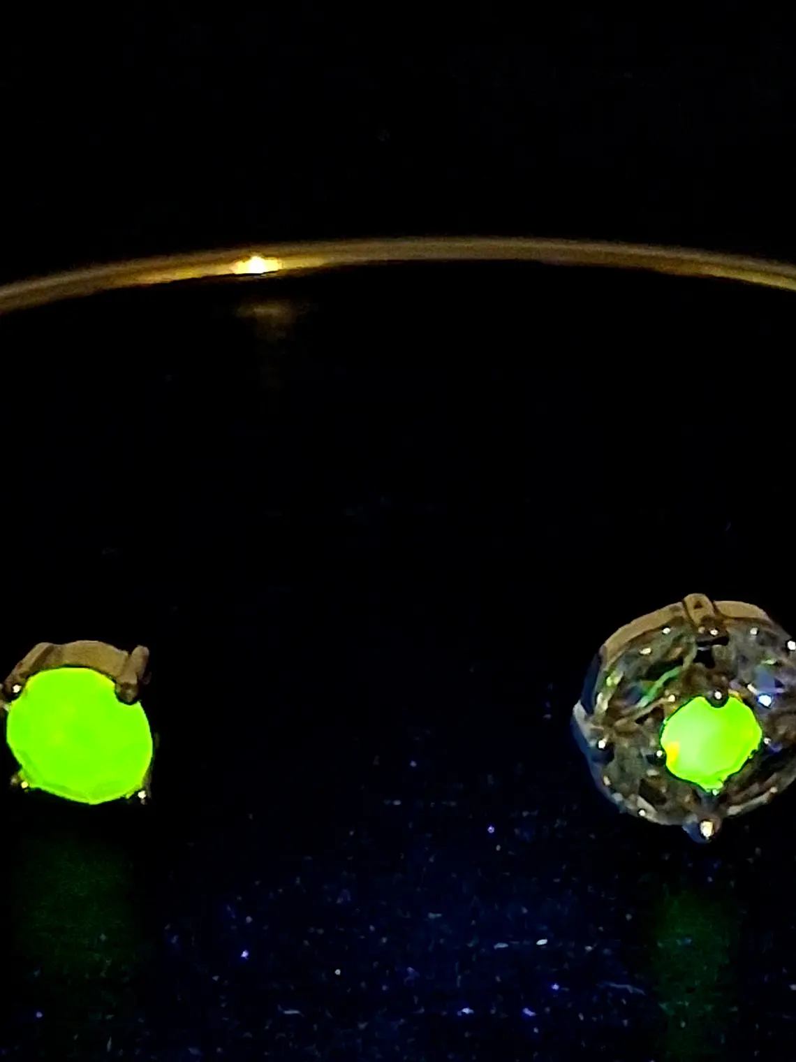 Contemporary, Gold-plated Sun-yellow opal Uranium glass and Cubic zirconia bracelet  #Bb018 6