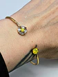 Contemporary, Gold-plated Sun-yellow opal Uranium glass and Cubic zirconia bracelet  #Bb018 - thumbnail 5