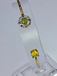 Contemporary, Gold-plated Sun-yellow opal Uranium glass and Cubic zirconia bracelet  #Bb018 - thumbnail 2