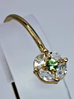 Contemporary, Gold-plated Apple green Uranium glass and Cubic zirconia bracelet #Bb017 - thumbnail 3