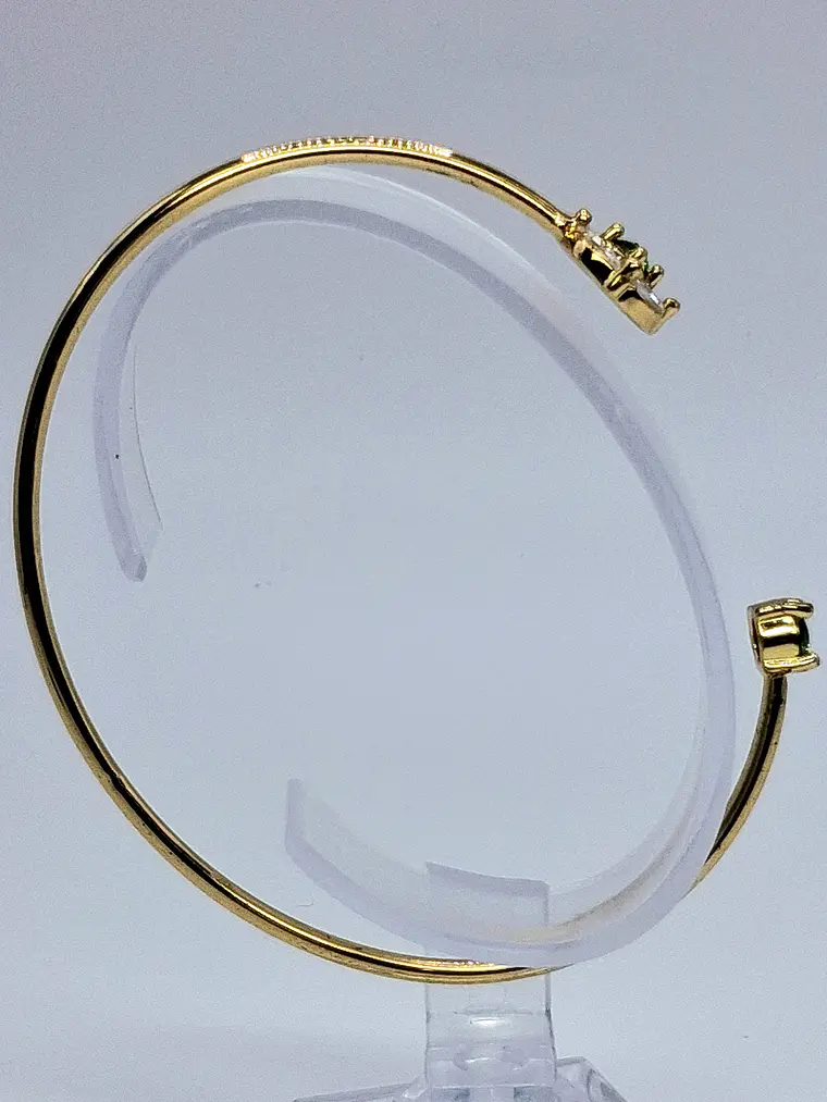 Contemporary, Gold-plated Apple green Uranium glass and Cubic zirconia bracelet #Bb017 4