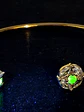 Contemporary, Gold-plated Apple green Uranium glass and Cubic zirconia bracelet #Bb017 - thumbnail 7