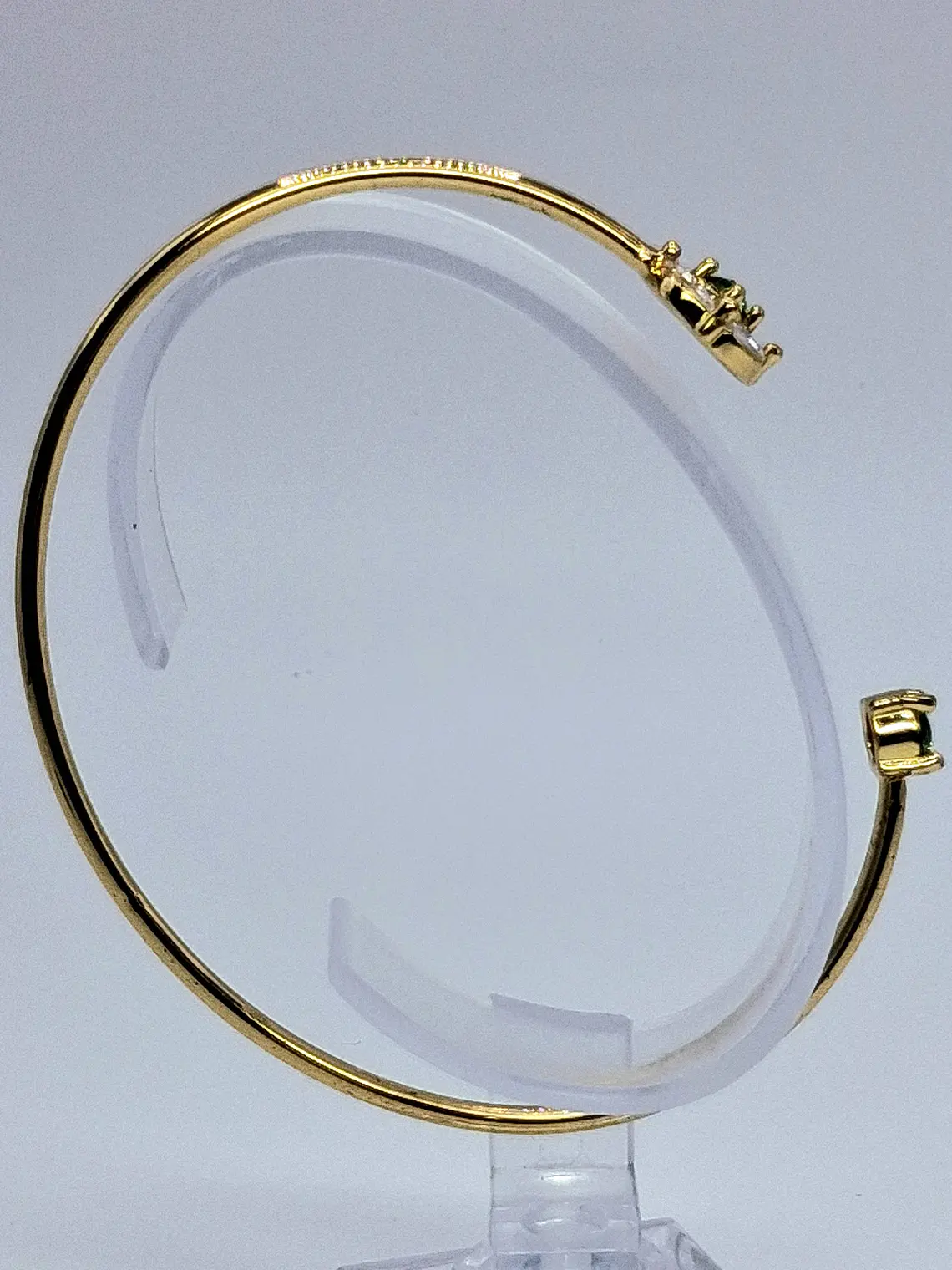 Contemporary, Gold-plated Sun-yellow opal Uranium glass and Cubic zirconia bracelet   #Bb019 4