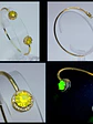 Contemporary, Gold-plated Sun-yellow opal Uranium glass and Cubic zirconia bracelet   #Bb019 - thumbnail 1