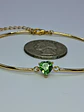 Adorable, gold-plated Heart cut, Uranium glass bracelet  #Bb020 - thumbnail 4