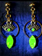 Silver & Gold plated Eye of protection, ☢ UG glass earrings  #be021 - thumbnail 3