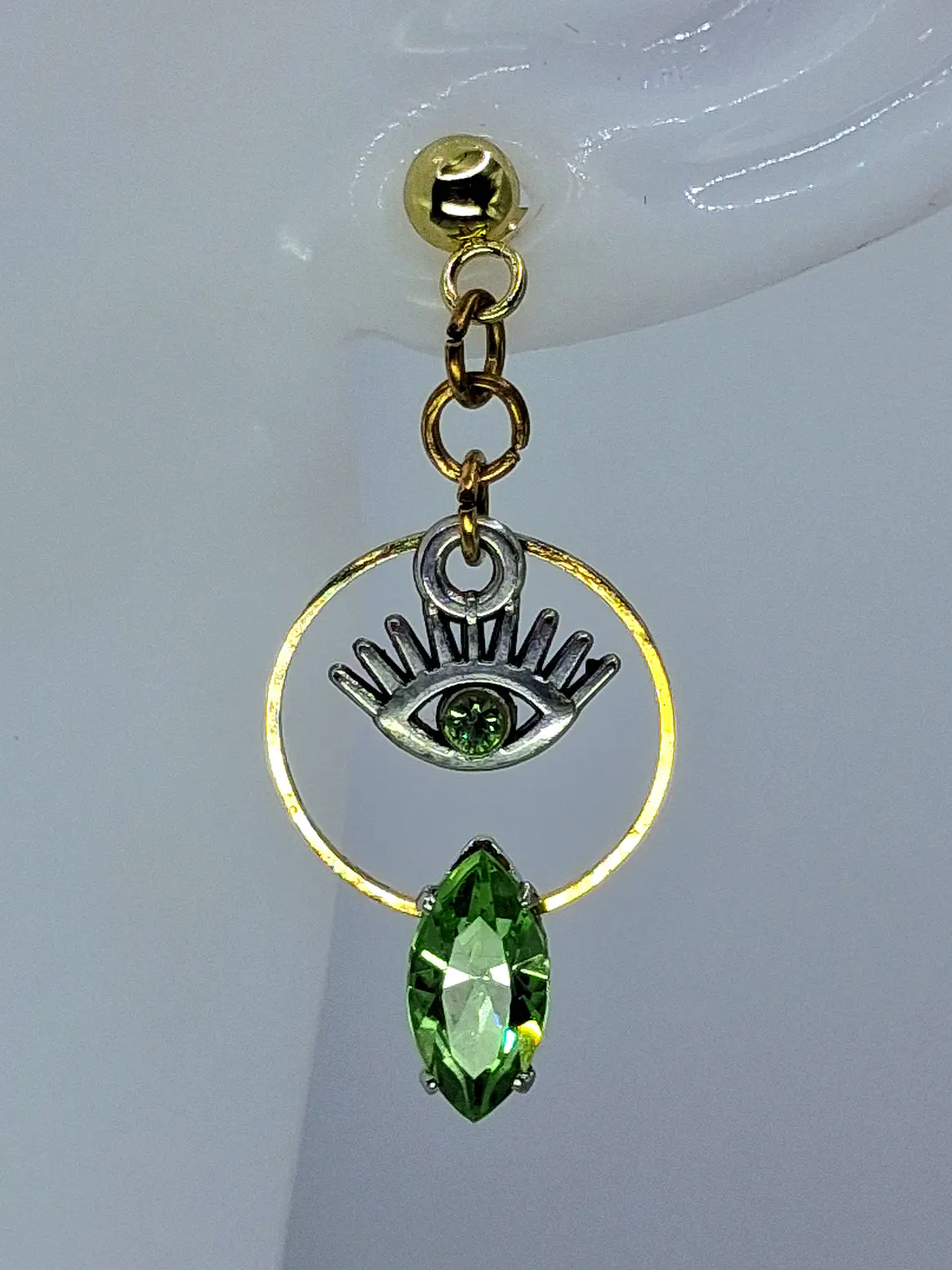 Silver & Gold plated Eye of protection, ☢ UG glass earrings  #be021 1