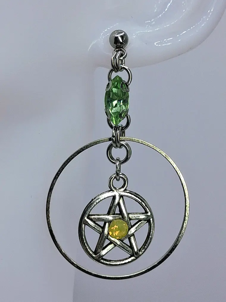 Silver plated ☢ UG Goth/pentagram dangle earrings #be023 2