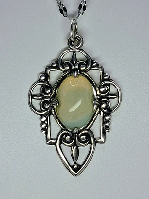 Art Deco style, Lemon opal Uranium glass pendant #Bp025