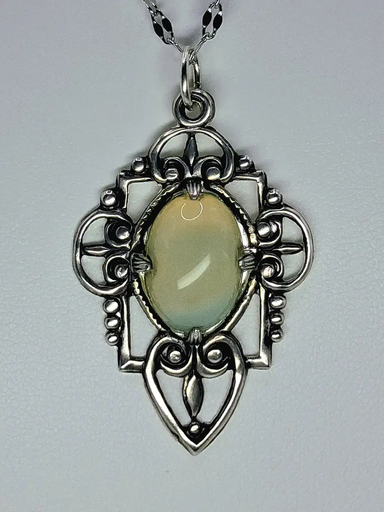 Art Deco style, Lemon opal Uranium glass pendant #Bp025 2