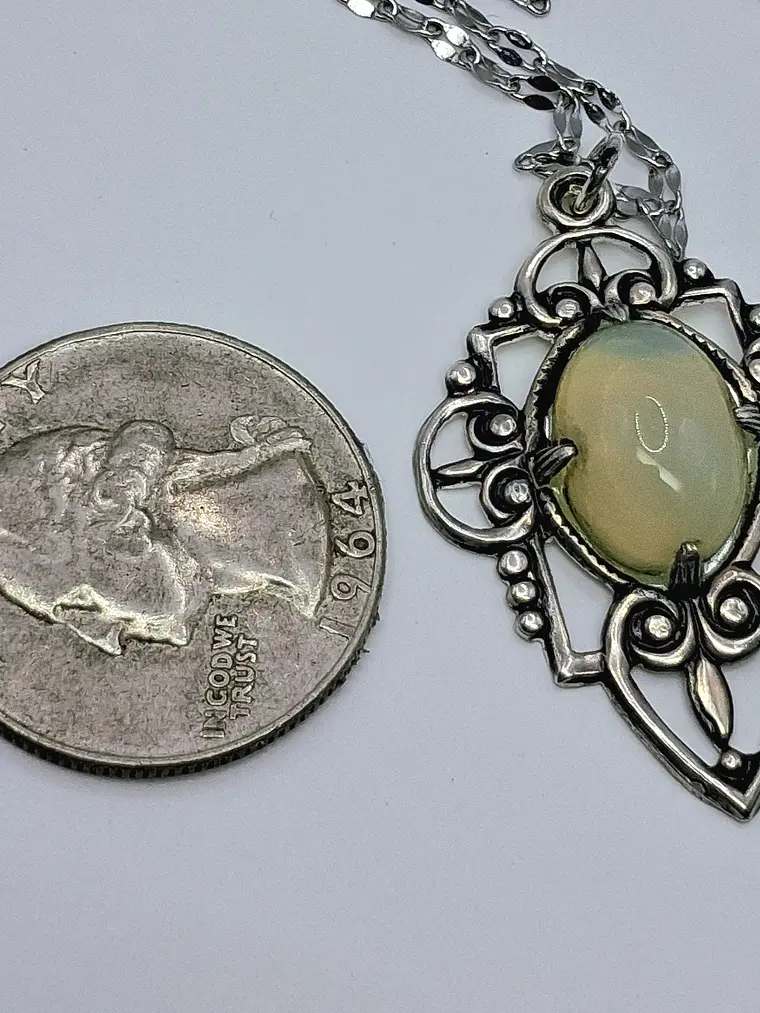 Art Deco style, Lemon opal Uranium glass pendant #Bp025 3