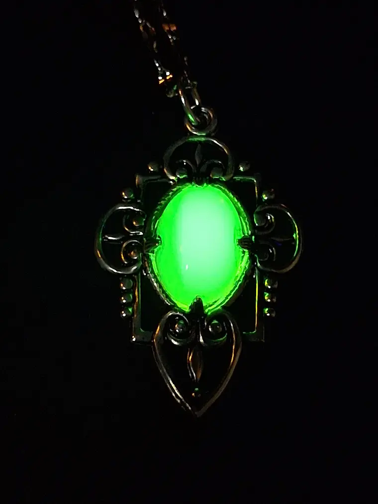 Art Deco style, Lemon opal Uranium glass pendant #Bp025 4