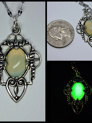Art Deco style, Lemon opal Uranium glass pendant #Bp025