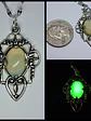 Art Deco style, Lemon opal Uranium glass pendant #Bp025 - thumbnail 1