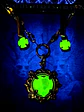 Gold plated Heart cut Uranium glass Pendant/Earrings Set  #Bs026 - thumbnail 5