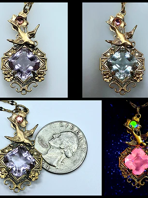 Beautiful, Victorian inspired Alexandrite & pink Uranium glass pendant   #Bp028
