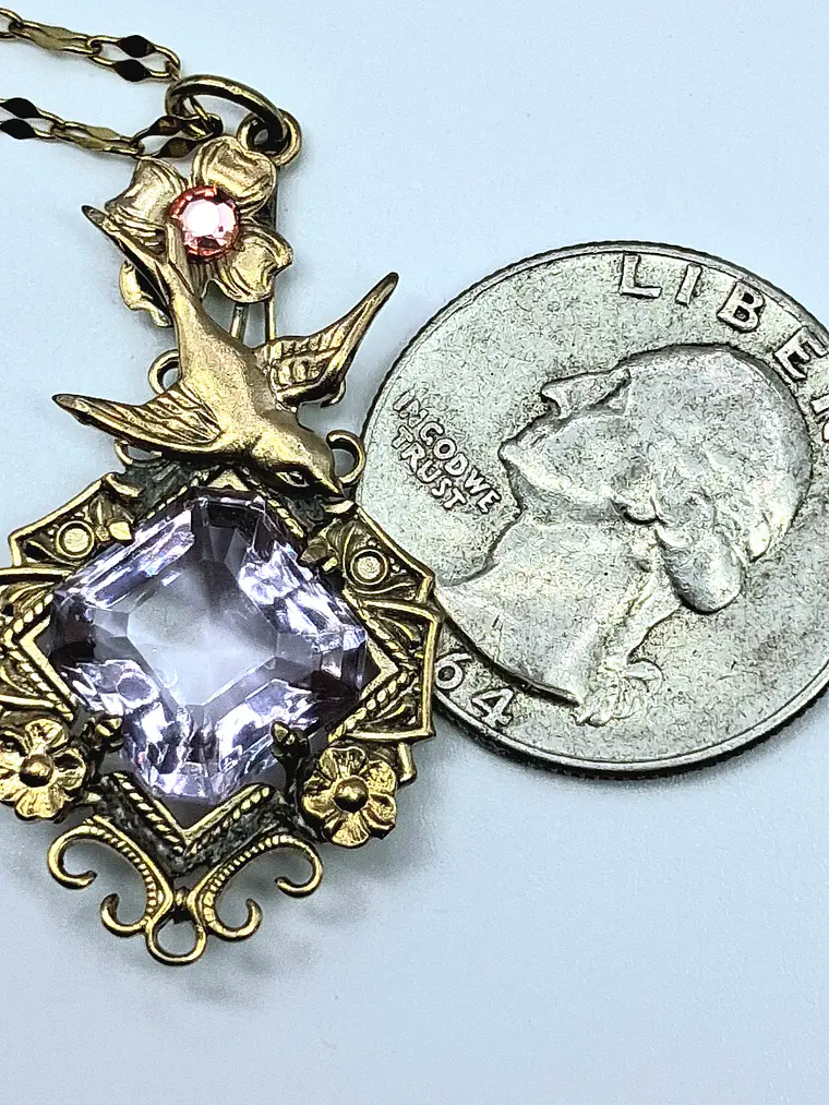 Beautiful, Victorian inspired Alexandrite & pink Uranium glass pendant   #Bp028 5