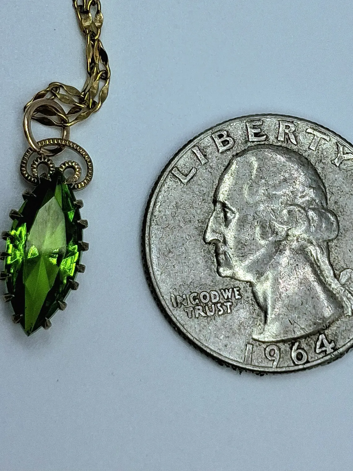 Delicate Tourmaline green Uranium glass pendant   #Bp029 3