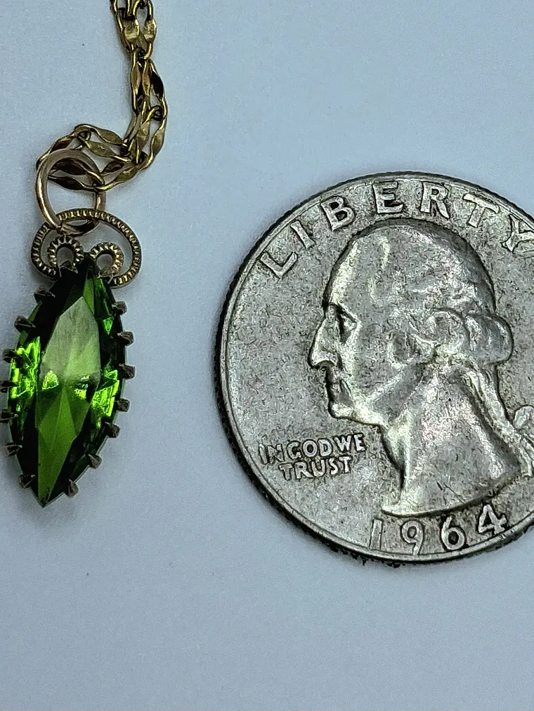 Delicate Tourmaline green Uranium glass pendant   #Bp029 3