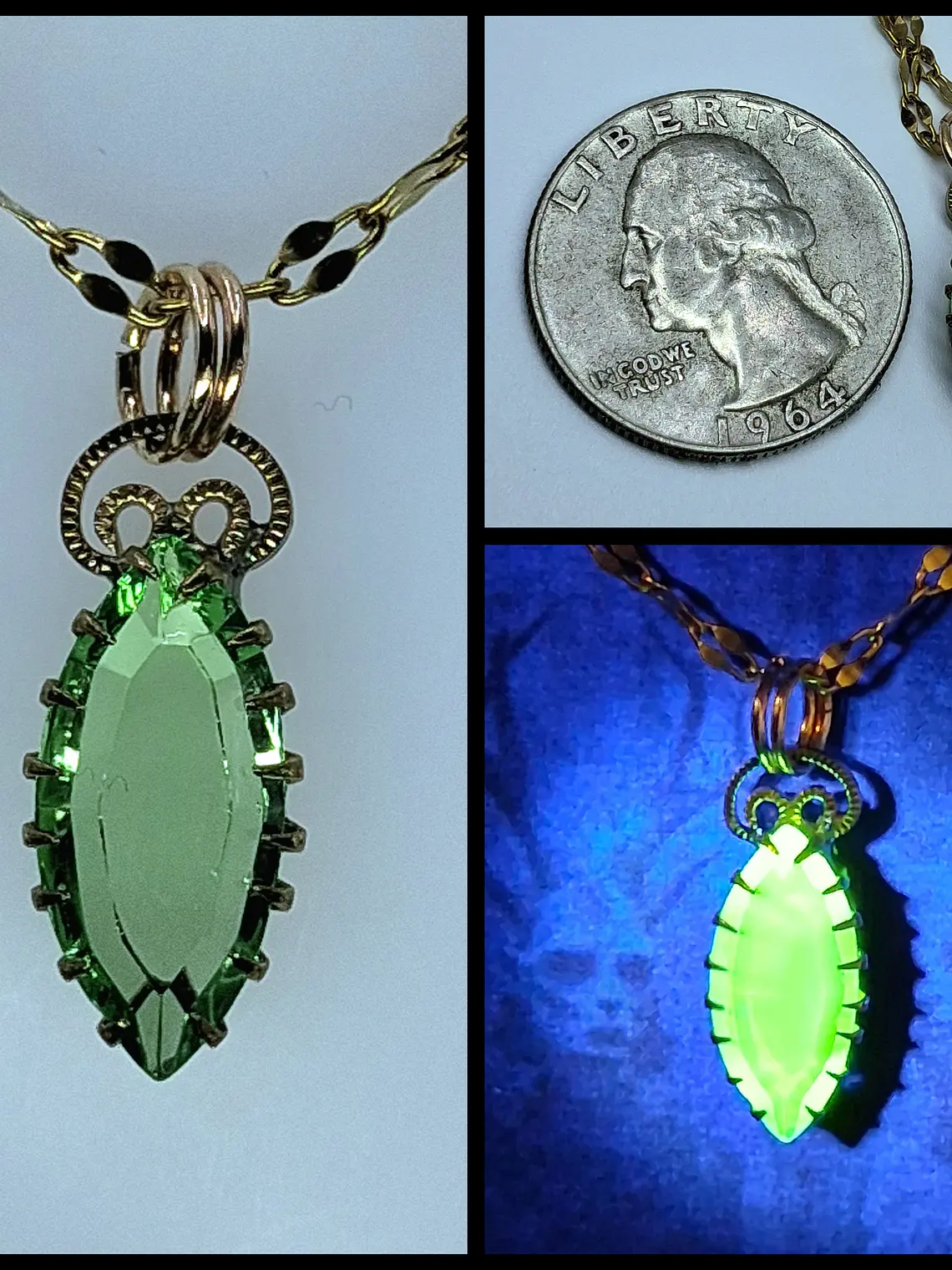 Delicate Green apple Uranium glass pendant  #Bp030 1
