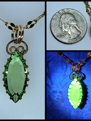 Delicate Green apple Uranium glass pendant  #Bp030