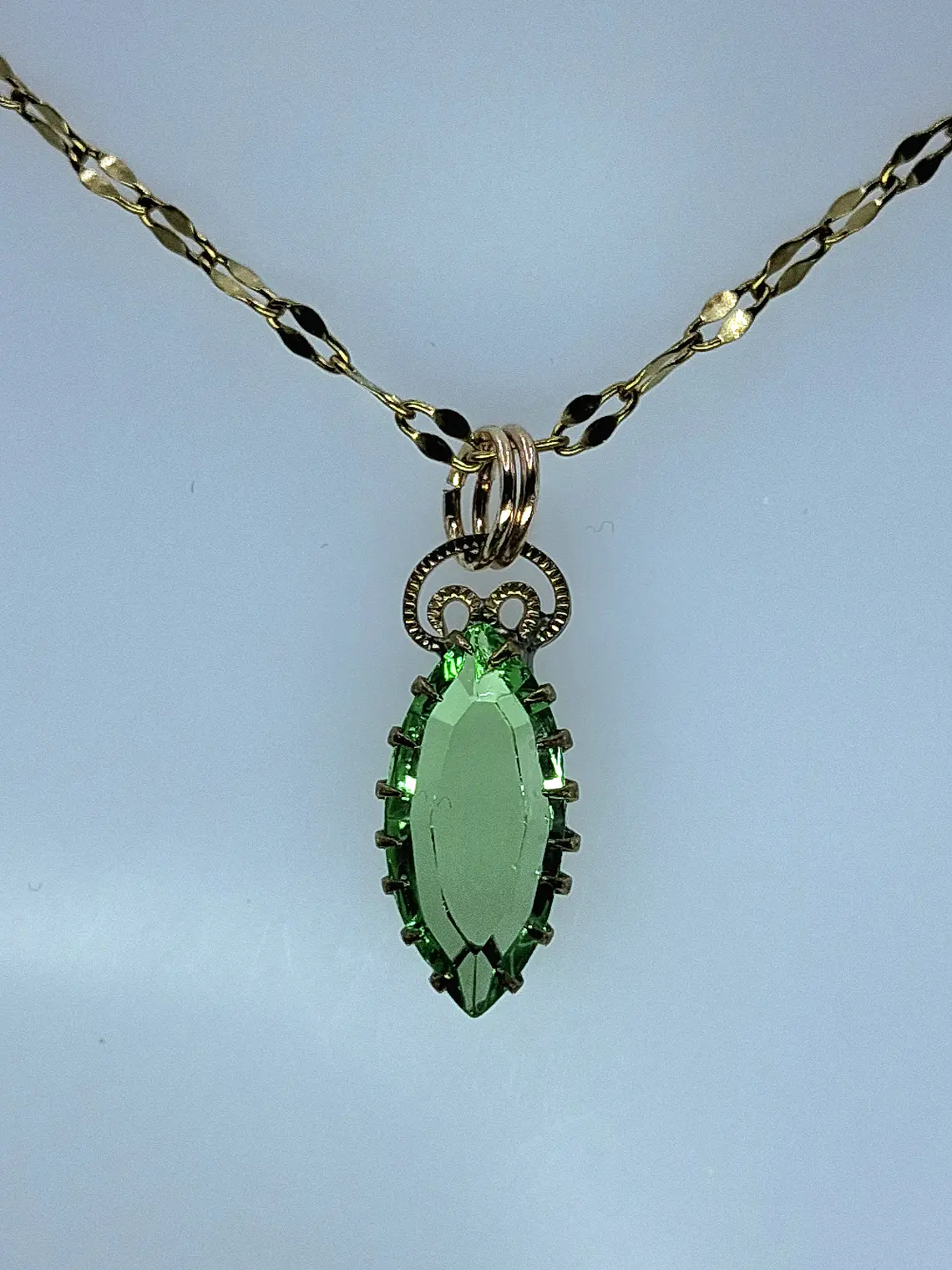 Delicate Green apple Uranium glass pendant  #Bp030 2