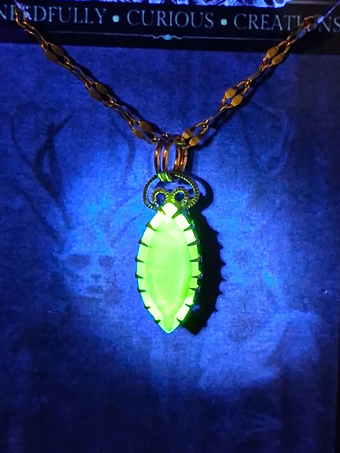 Delicate Green apple Uranium glass pendant  #Bp030 4