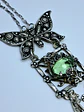 Whimsical Butterfly necklace, loaded with Uranium glass, Silver Plated #Bn031 - thumbnail 2