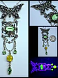 Whimsical Butterfly necklace, loaded with Uranium glass, Silver Plated #Bn031 - thumbnail 1