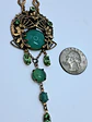 Drippy gold-plated Art Nouveau, Green opal Uranium glass necklace #Bn032 - thumbnail 4