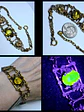 Amazing gold-plated Art Nouveau, Yellow topaz Uranium glass bracelet   #Bb034 - thumbnail 1