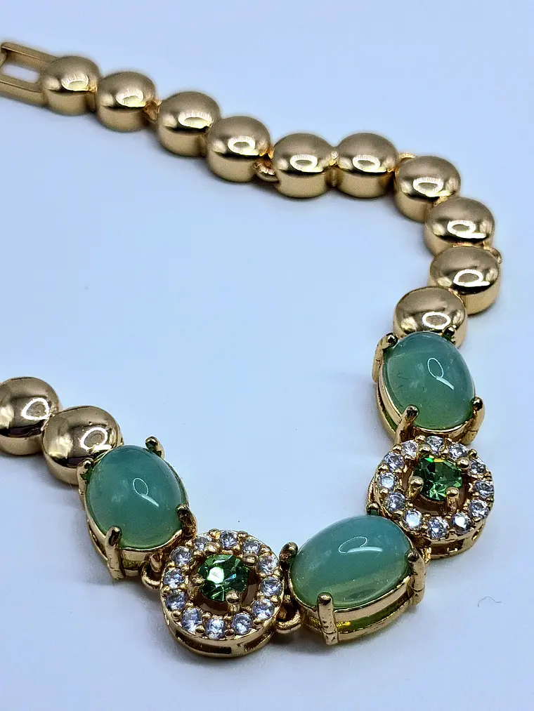 Elegant Rose gold plated, Green opal Uranium glass bracelet -           Bb036 2
