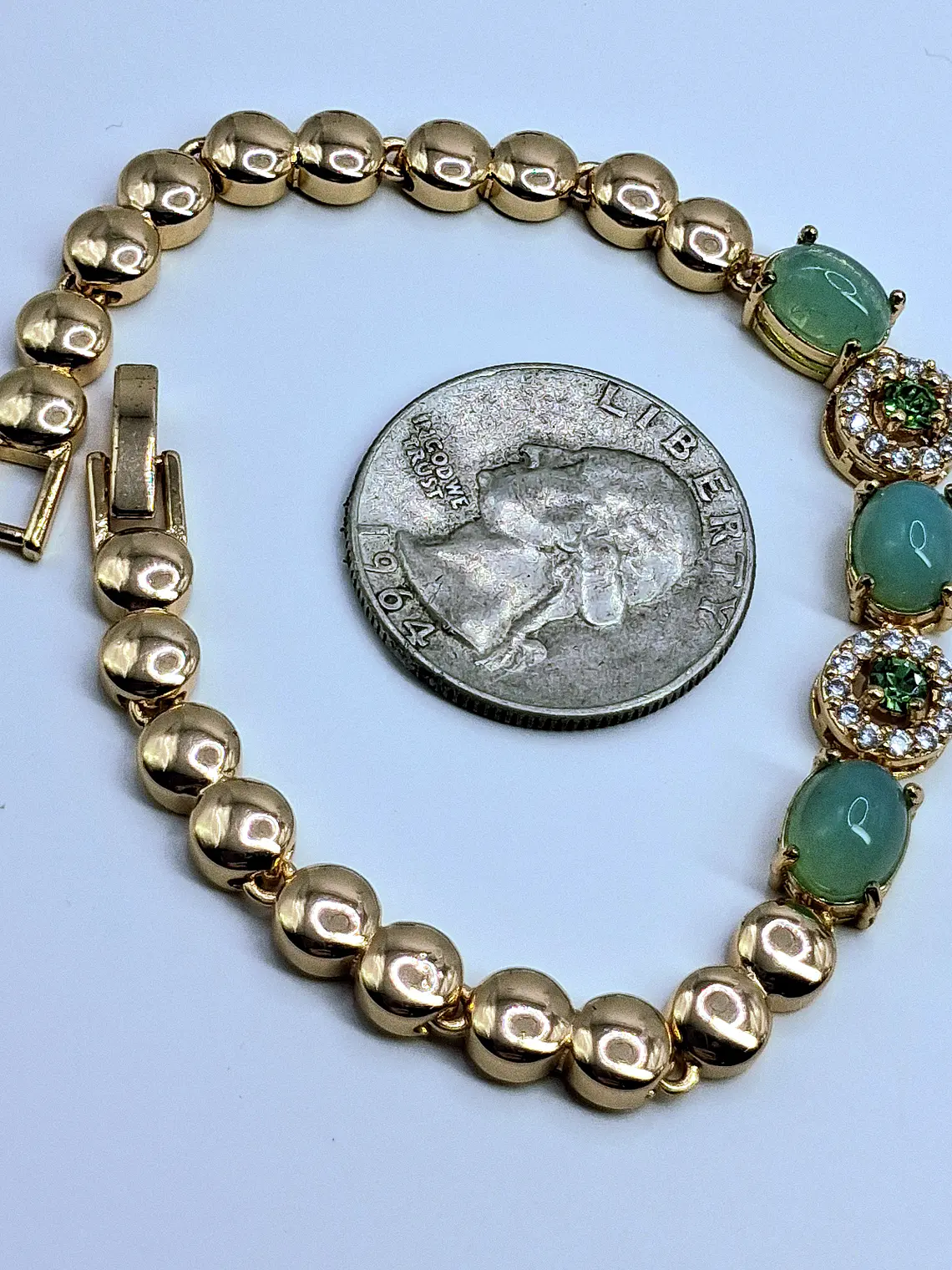 Elegant Rose gold plated, Green opal Uranium glass bracelet -           Bb036 3