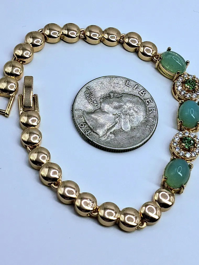 Elegant Rose gold plated, Green opal Uranium glass bracelet -           Bb036 3