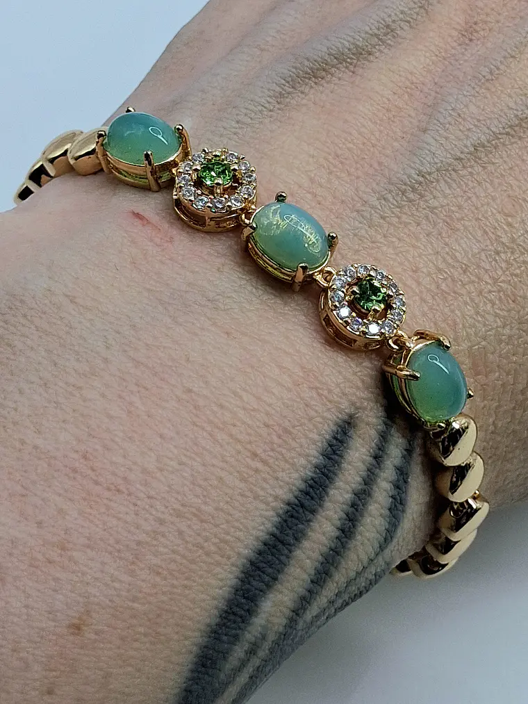Elegant Rose gold plated, Green opal Uranium glass bracelet -           Bb036 5