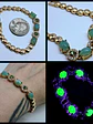 Elegant Rose gold plated, Green opal Uranium glass bracelet -           Bb036 - thumbnail 1