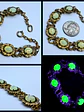 Victorian style, gold plated Uranium glass link Bracelet   #Bb037 - thumbnail 1