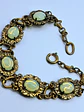 Victorian style, gold plated Uranium glass link Bracelet   #Bb037 - thumbnail 2