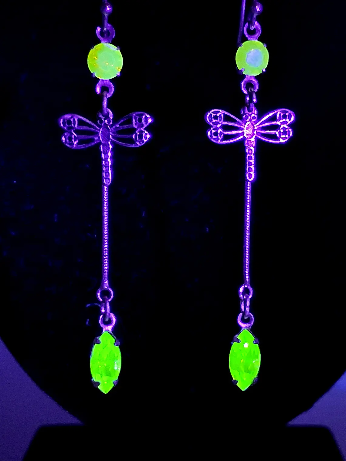 Long, Whimsical ☢ UG, Silver plated Dragonfly earrings #be038 4