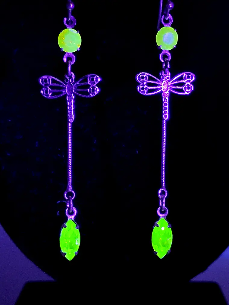 Long, Whimsical ☢ UG, Silver plated Dragonfly earrings #be038 4