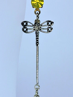 Long, Whimsical ☢ UG, Silver plated Dragonfly earrings #be038