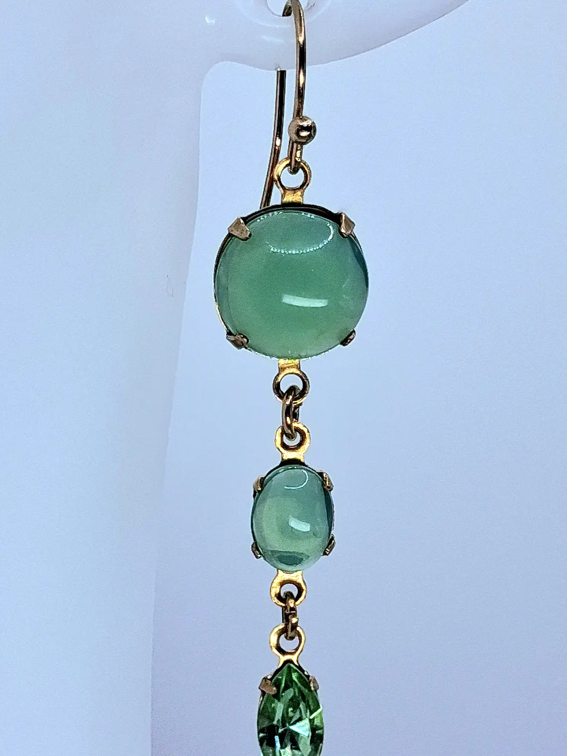 Vintage inspired, 14k Gold-plated Green opal & Peridot  UG earrings #be039 2