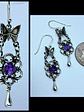 Delicate and Whimsical, Silver plated Butterfly and amethyst earrings -       #Be042 - thumbnail 3