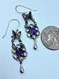Delicate and Whimsical, Silver plated Butterfly and amethyst earrings -       #Be042 - thumbnail 2