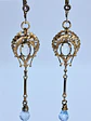 Ellegant Gold plated Moonstone and blue topaz earrings -       Be043 - thumbnail 3