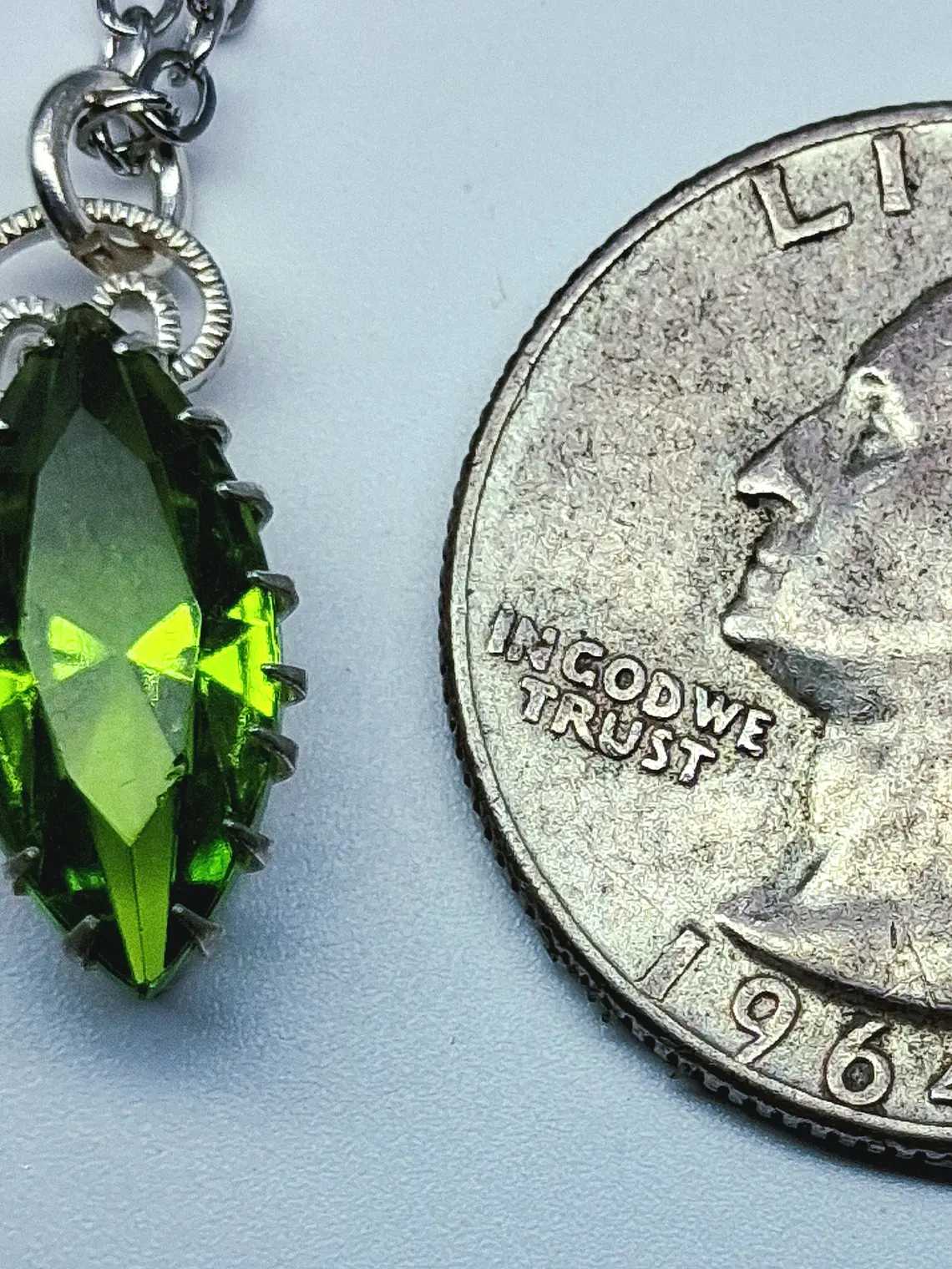 Delicate Tourmaline green Uranium glass pendant -        #Bp045 4